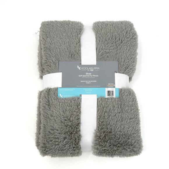 NEW Koolaburra by UGG Shae Sparkle Fur Throw 50” x 60” Lunar Rock / Gray Blanket - Picture 2 of 7
